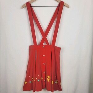 Disney Winnie The Pooh Balloon Ride Suspender Skirt Size M Red Pinafore Skater